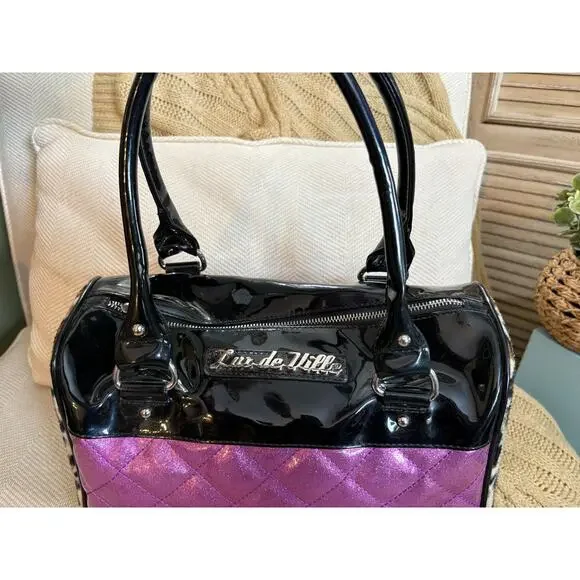 Lux de Ville Atomic Tote Poisonous Purple w/ Leopard - Picture 2 of 11